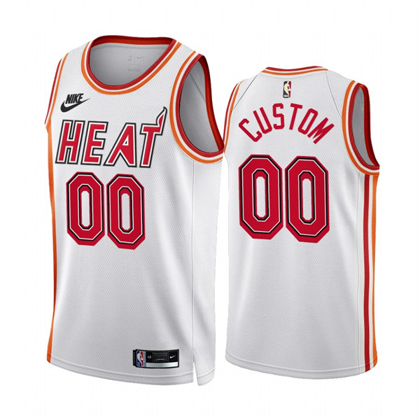 Men's Miami Heat Customized 2022/23 White Classic Edition Stitched Basketball Jersey